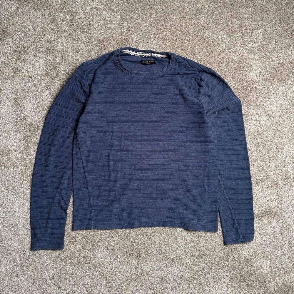 NAVY BRAVE SOUL STRIPED LONG SLEEVE